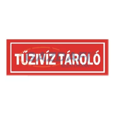 "Tűzivíz tároló" Utánvilágító tábla, 300x100mm
