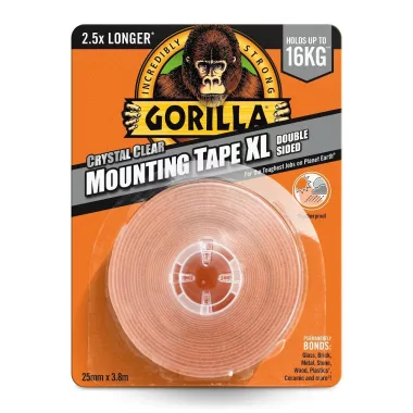 Gorilla Mounting Tape XL Kristálytiszta Kétoldalas öntapadós Ragasztószalag 2,5cm x 3,8m( 3044120)