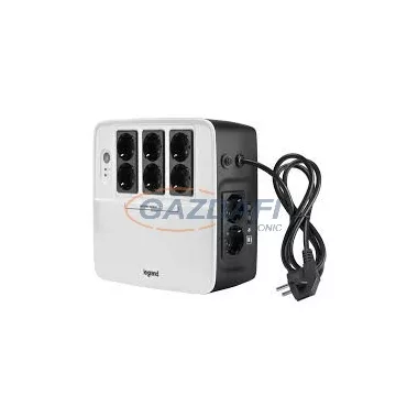 LEGRAND 310038 KEOR-M 600 VA 10-15 perc BEM: Schuko/FR dugó KIM: (6+2)xSchuko USB standby szünetmentes elosztósor (UPS)