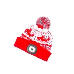   SG PRO X-mas Led-es piros bojtos gyerek sapka, M, 4 x SMD Led, USB töltés