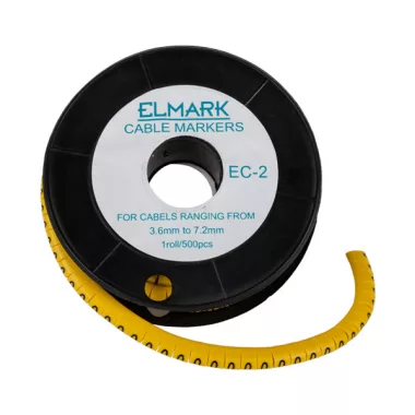 ELMARK belehúzható kábeljelöl, EC-2-1, 3.6-5.2mm2 /1/ (500db/tekercs)