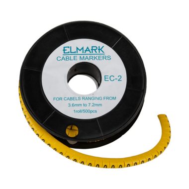 ELMARK belehúzható kábeljelöl, EC-2-8, 3.6-5.2mm2 /8/ (500db/tekercs)