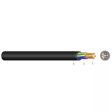 H05RR-F  3x2,5mm2 Gumikábel, sodrott, fekete