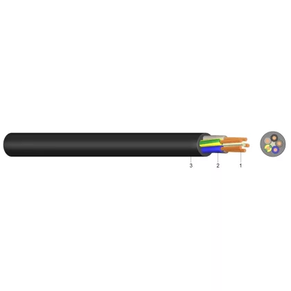 Rubber cable 4x1,5mm2 spun black H05RR-F