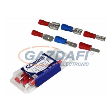 COMMEL 365-831 Szigetelt vezetékösszekötő - csap+hüvely 0.5-1.5mm2, 0.8x4.75mm piros