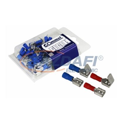   COMMEL 365-842 Szigetelt rátolható csap és csatlakozó hüvely 1,5-2,5mm2 0,8x6,35mm kék