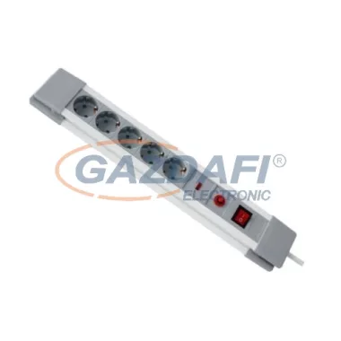 COMMEL 380-106 túlfeszültségvédelmes elosztó kapcsolóval, 5-ös, 3m, 16A, 3500W, H05VV-F 3x1,5