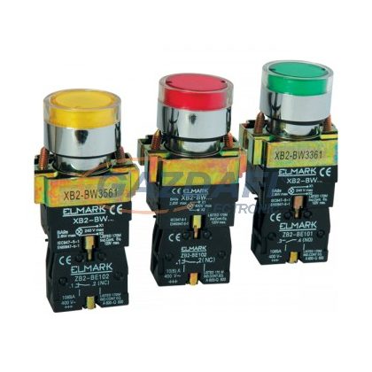 ELMARK LED-es ipari nyomógomb, EL2-BW3371, 24V, 6A, zöld