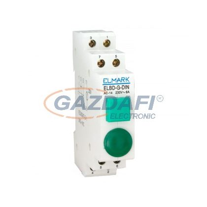 ELMARK nyomógomb jelzlámpával, 20A, 230V, 1Z+2NY, zöld