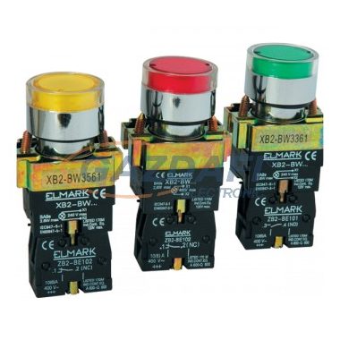 ELMARK LED-es ipari nyomógomb, EL2-BW3571, 230V, 6A, sárga