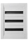 LEGRAND 401758 Practibox3 süllyesztett kiselosztó, átlátszó füstszínű ajtóval, védőföld és nulla elosztókapoccsal, 3 sor 54 modul, 592x422