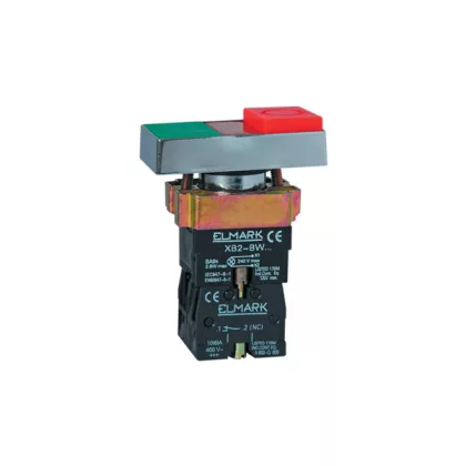   ELMARK dupla ledes nyomógomb, EL2-BW8475, 230V, 6A, 1NO+1NC, piros-zöld