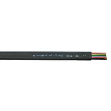  Cablu plat H07VVH6-F 4x1,5mm2 pentru tensiune joasa și medie pentru utilizare mecanică  PVC 450 / 750V negru