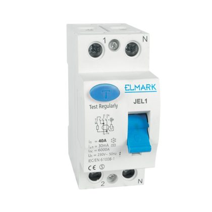   Comutator de protecție curent ELMARK, RCD JEL1, 2P, 10A / 300mA, 6kA, 230V