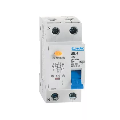   ELMARK kombinált védkapcsoló beépített túláramvédelemmel, RCBO JEL4 C40, 2P, 40A/30mA, 6kA, 230V