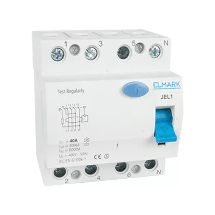   ELMARK áram-védkapcsoló, RCD JEL1, 4P, 40A/100mA, 6kA, 400V (Fi-relé)