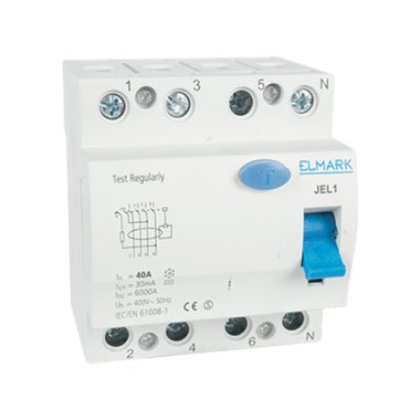 ELMARK áram-védkapcsoló, RCD JEL1, 4P, 63A/300mA, 6kA, 400V (Fi-relé)