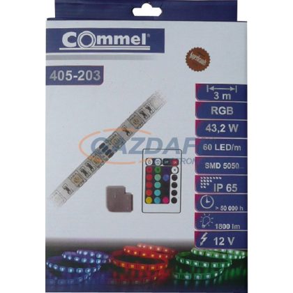   COMMEL 405-203 LED szalag, kültéri, 3m, RGB + Led tápegység 3A, 12V + vezérlő