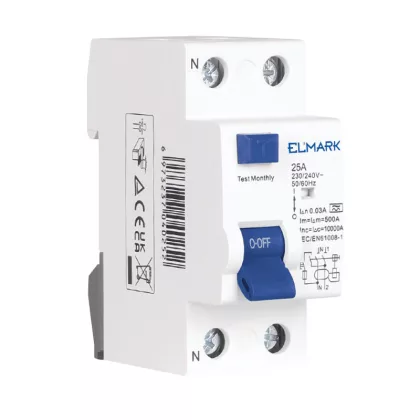   ELMARK áram-védkapcsoló, RCD JEL1A, 2P, 32A/30mA, 6kA, 230V (Fi-relé)