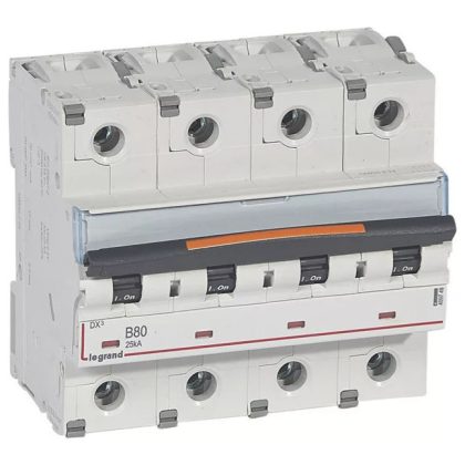 LEGRAND 409749 DX3 kismegszakító 25kA 4P 400V~ B80