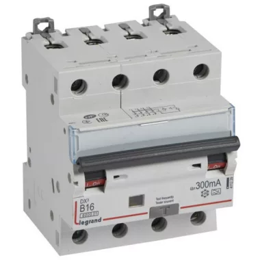 LEGRAND 411229 DX3 4P kombinált áram-védőkapcsoló B16 6000A / 10kA 300mA A típus LEGRAND 411229 DX3 4P kombinált áram-védőkapcsoló B16 6000A / 10kA 300mA A típus