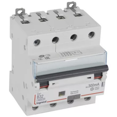 LEGRAND 411232 DX3 4P Combined Circuit Breaker Type B32 6000A / 10kA 300mA Type A LEGRAND 411232 DX3 4P Combined Circuit Breaker Type B32 6000A / 10kA 300mA Type A