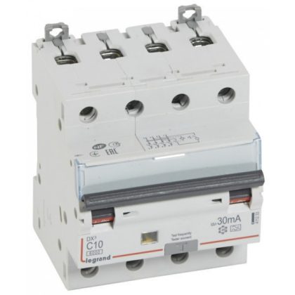   LEGRAND 411233 DX3 4P kombinált áram-védőkapcsoló C10 6000A / 10kA 30mA A típus