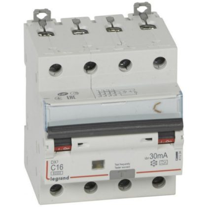   LEGRAND 411234 DX3 4P kombinált áram-védőkapcsoló C16 6000A / 10kA 30mA A típus
