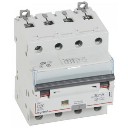   LEGRAND 411235 DX3 4P kombinált áram-védőkapcsoló C20 6000A / 10kA 30mA A típus