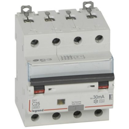   LEGRAND 411236 DX3 4P Combined Circuit Breaker Type C25 6000A / 10kA 30mA Type A