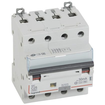  LEGRAND 411246 DX3 4P kombinált áram-védőkapcsoló C25 6000A / 10kA 30mA A-Hpi