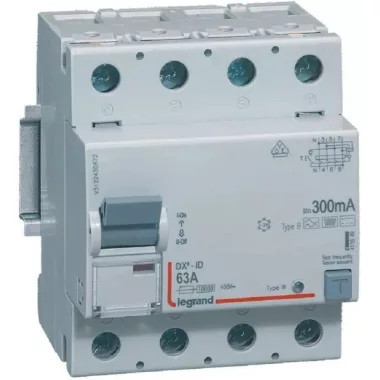 LEGRAND 411849 DX3 áram-védőkapcsoló 4P D 63A 300MA B (Fi-relé)