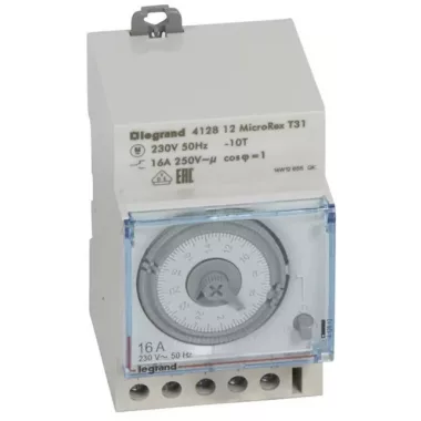 LEGRAND 412812 MicroRex T31 napi programkapcsoló működési tartalék nélkül, vízszintes előlappal