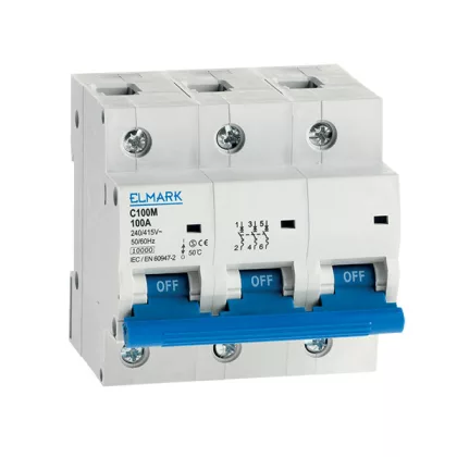 ELMARK kismegszakító, C100M, 100A, 3P, 10kA, D