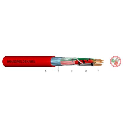   JB-H(St)H 2x2x0,8mm2 halogen free, shielded flame resistant fire alarm wire Bd 300V red
