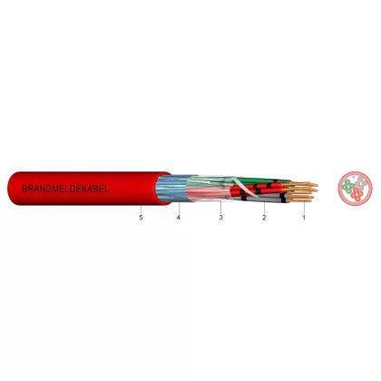   JB-H(St)H 2x2x0,8mm2 halogénmentes, árnyékolt lángálló tűzjelző vezeték Bd 300V piros