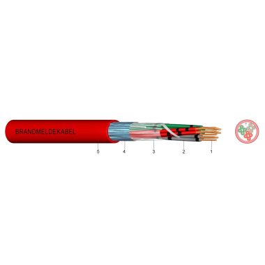 JB-H(St)H 50x2x0,8mm2 halogen free, shielded flame resistant fire alarm wire Bd 300V red