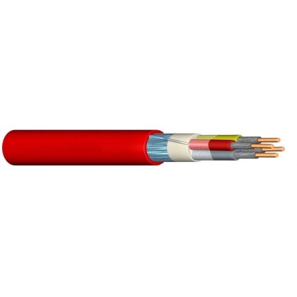    JB-H (St) H 2x2x0,8mm2 Cablul de alarma incendiu ecranat ignifug, fără halogen, Bd FE180 / E90 cu 90 de minute de funcționare 225V roșu