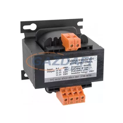 ELMARK kontrolltranszformátor, EVT5-250VA, 230V/48V-36V