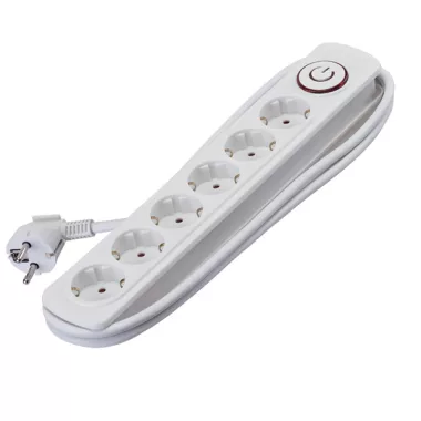 ELMARK 6-os hálózati elosztó kapcsolóval, H05VV-F, 3x1.5mm², 2m