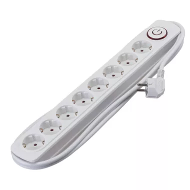 ELMARK 8-as hálózati elosztó kapcsolóval, H05VV-F, 3x1.5mm², 2m
