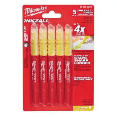 MILWAUKEE 48223201 INKZALL Highlighters Yellow - 5pc
