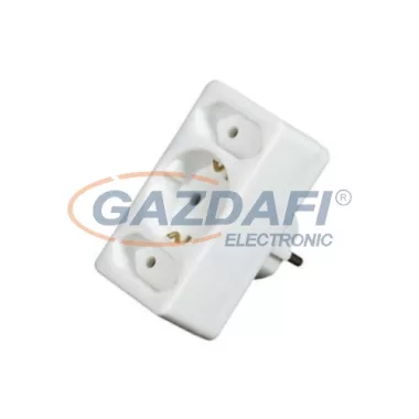 COMMEL 49111-1 T elosztó EURO csatlakozókkal, 3-as, 250V, 2.5A/16A, fehér