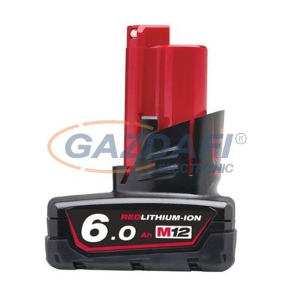   MILWAUKEE M12 B6 REDLITHIUM-ION akkumulátor, M12 rendszerhez 12 VDC, 6,0 Ah