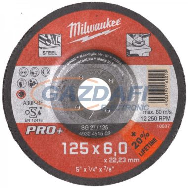 MILWAUKEE 4932451502 Csiszolókorong (tisztítókorong) fémhez 125x6 hajlított
