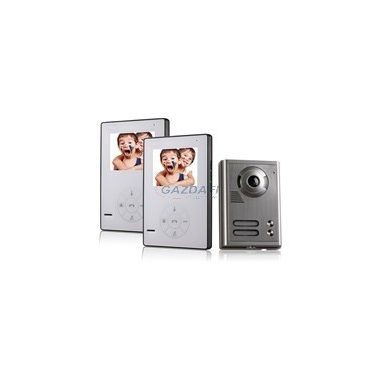Interfon video COMMEL 501-202 cu monitor LCD color 4 ", 2 monitoare interioare, cameră  in carcasa metalică IP44.