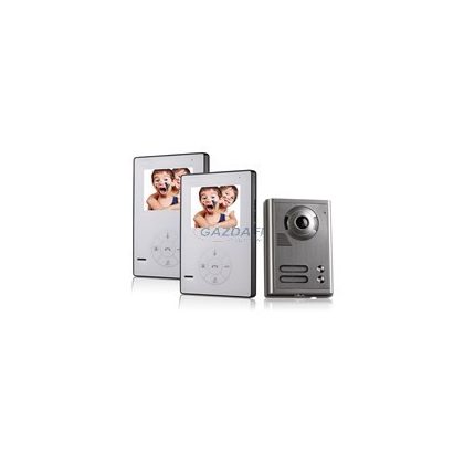   Interfon video COMMEL 501-202 cu monitor LCD color 4 ", 2 monitoare interioare, cameră  in carcasa metalică IP44.