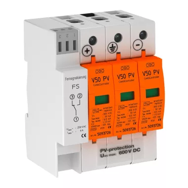 OBO 5093625 V50-B+C 3PHFS600 Combicontroller V50 hárompólusú, napelemes rendszerhez, 600V 