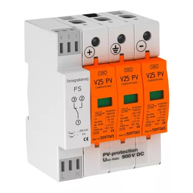 OBO 5097448 V25-B+C 3PHFS900 Combicontroller V25 hárompólusú, napelemes rendszere, 900V DC