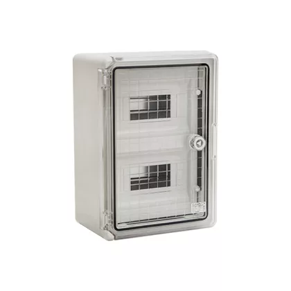 ELMARK falon kívüli maszkolt manyag elosztószekrény átlátszó ajtóval, 24 modul, 400x300x17